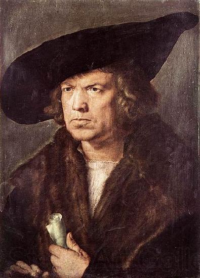 Albrecht Durer Portrait of a Man with Baret and Scroll France oil painting art